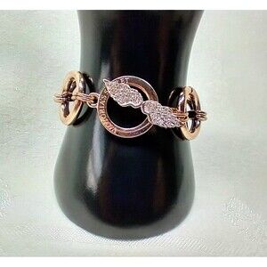 Victoria Secret Rose Gold Tone Rhinestone Angel Wing Bracelet with Toggle Clasp